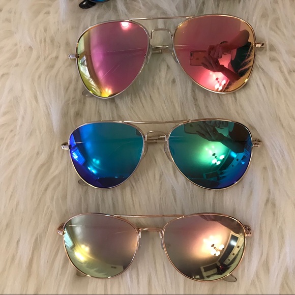 Rose Gold REVO Mirrored Aviator Sunglasses - Picture 6 of 8